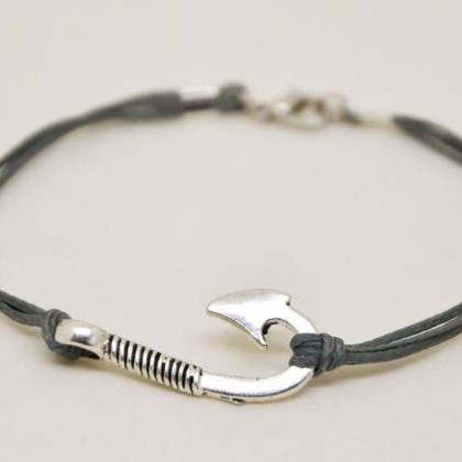 Men's bracelet, gray cord bracelet ..