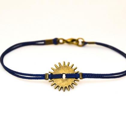 Men's bracelet, gear bracelet, blue..