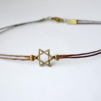 Star of David men's bracelet, bronz..
