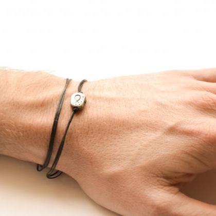 Men's bracelet - Black wrap cord br..