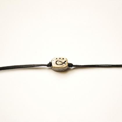 Men's bracelet - Black wrap cord br..