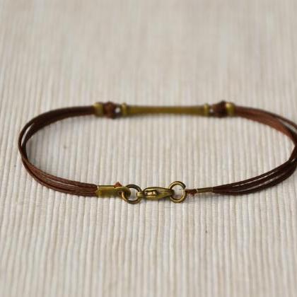 Men's bracelet, brown cord bracelet..