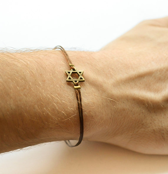Star of David men's bracelet, bronze, gift for him, brown bracelet for men, Bar Mitzvah gift, Jewish, Hebrew Jewelry from Israel, spiritual