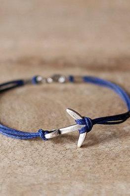 Anchor Bracelet For Men, Men&amp;amp;#039;s Bracelet, Silver Anchor Charm, Blue, Gift For Him, Custom Bracelet, Sailor Bracelet, Clasp, Mens